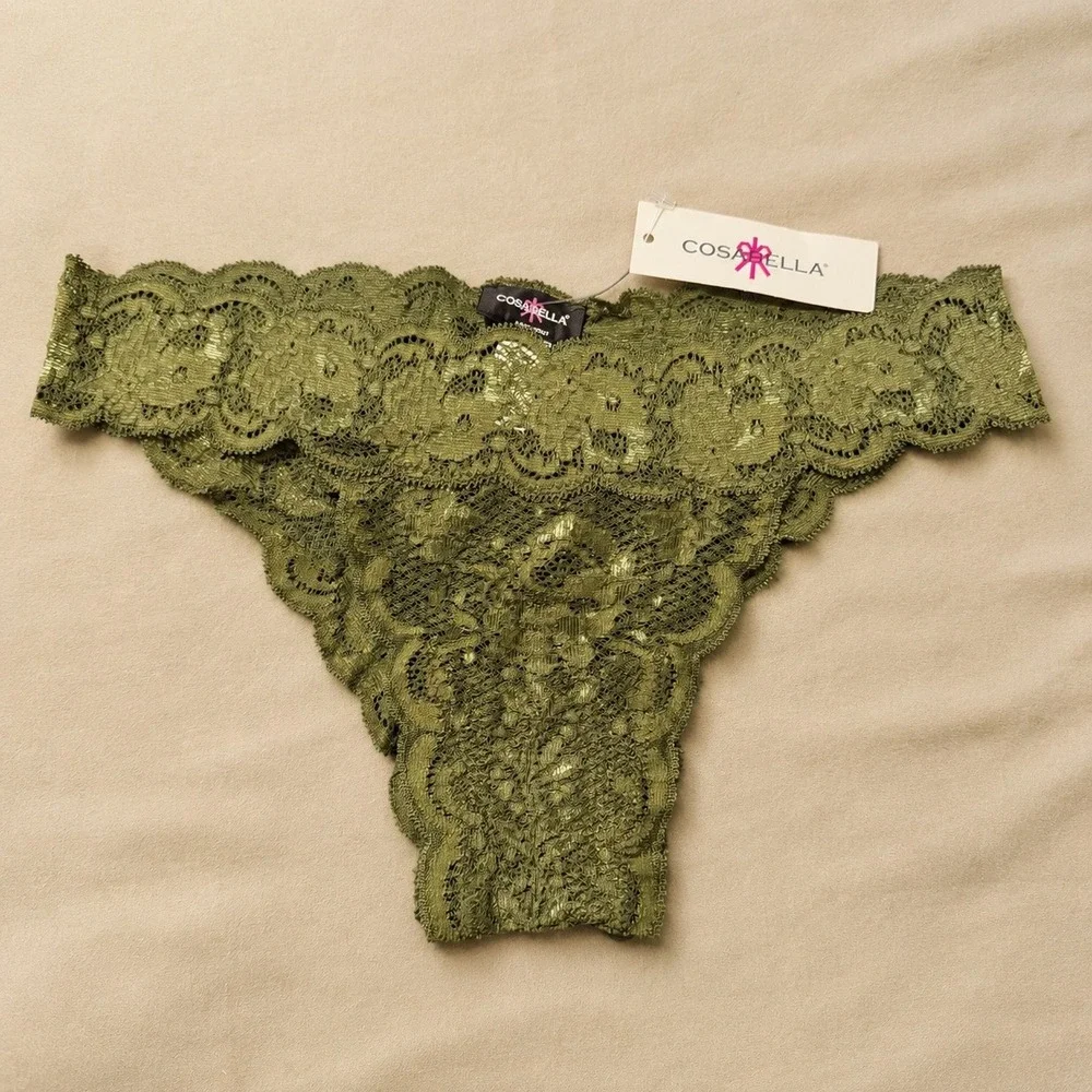 COSABELLA NSN Brazilian Lace Bikini Panty Evergreen Green / O/S - NWT